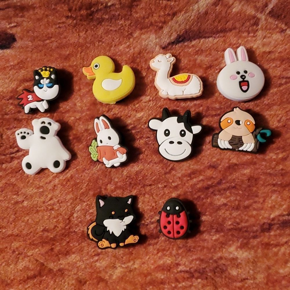 10‎ Cute Animals Pets Dog,Cow,Duck, Llama,Rabbit,Sloth Crocs Jibbitz Shoe Charms